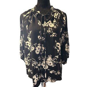 Kismet Floral Print Black & White Blouse Size M